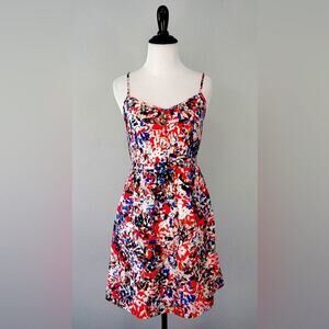 J Crew Colorful Summer Dress Sz 10 Red White Blue